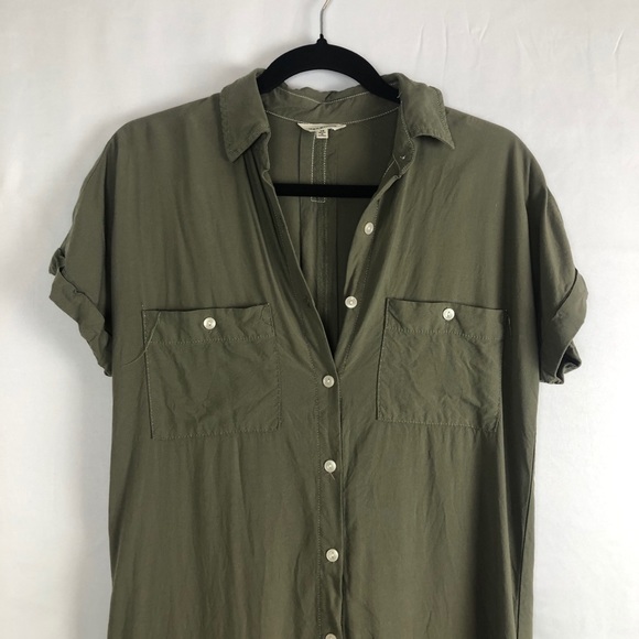Max Studio Olive Short Sleeve Shirt Dress - Picture 2 of 7